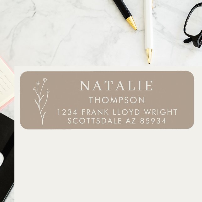 Étiquette Boho Chic Mushroom Brown Adresse de retour (Créateur téléchargé)