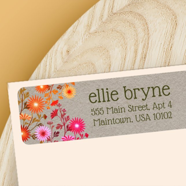 Étiquette Boho Country Floral Kraft (Créateur téléchargé)