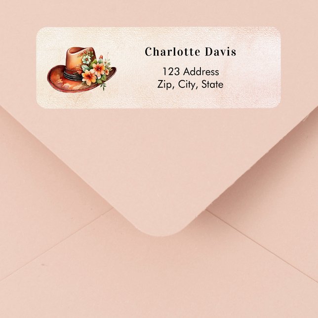 Étiquette Boho d'automne chic cowgirl casquette adresse de r (Créateur téléchargé)