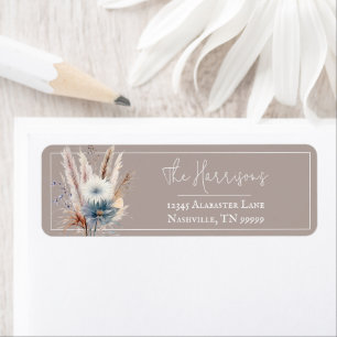 Étiquette Boho d'hiver Mariage Floral Adresse beige