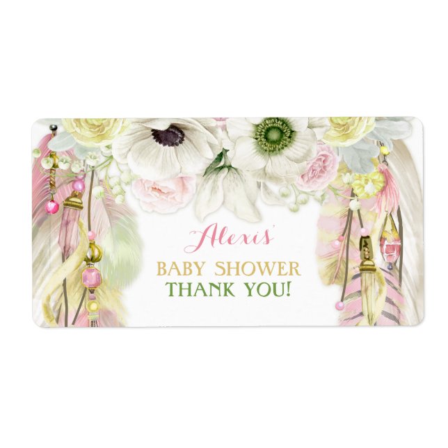 Étiquette Boho Dream Catcher Bouteille d'eau Merci cadeau (Devant)