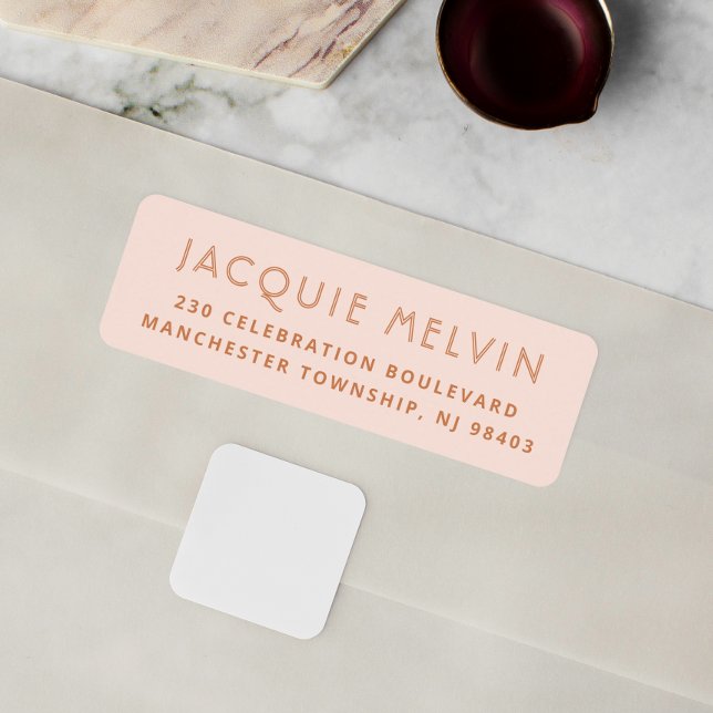 Étiquette Boho Elegant Blush Pink Minimal Adresse de retour (Return Address Label Mock-up)