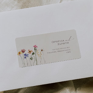 Étiquette Boho Fleur de Champ Beige Réponse Mariage Adresse 
