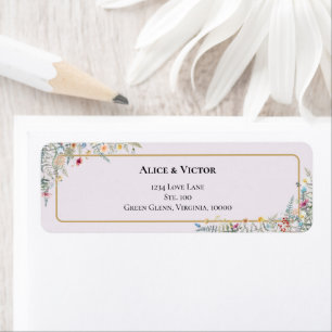 Étiquette Boho Fleur sauvage Lavender Mariage Adresse de ret
