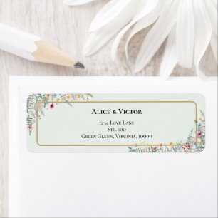 Étiquette Boho Fleur sauvage Mint Mariage vert Adresse de re