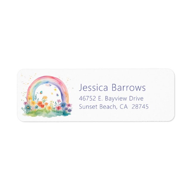 Étiquette Boho Fleur sauvage Rainbow Baby shower Adresse de  (Devant)
