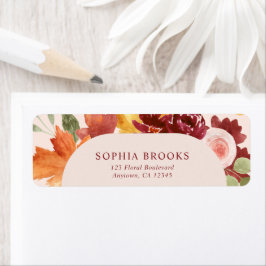 Étiquette Boho Floral Bourgogne Mariage de automne Retour Ad