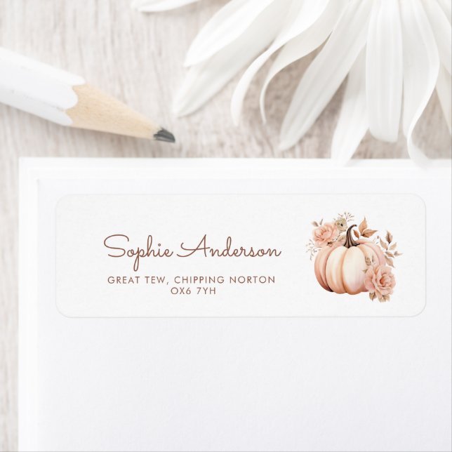 Étiquette Boho Floral Citrouille (En situation)