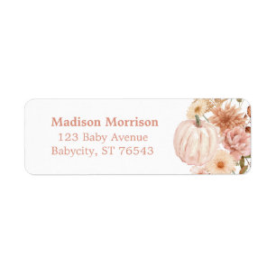 Étiquette Boho Floral Citrouille Baby shower Adresse de reto
