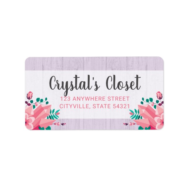 Étiquette Boho Floral Crystals Boutique Rose Shabby Chic (Devant)
