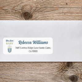 Étiquette Boho Floral Denim Pocket Blue Jean Baby shower