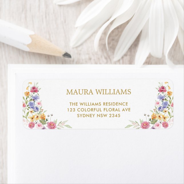 Étiquette Boho Garden Flowers Mariage Party Adresse de retou (En situation)
