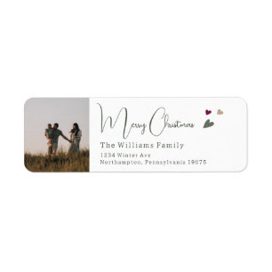 Étiquette Boho Hearts Photo Joyeux Noël Adresse de retour