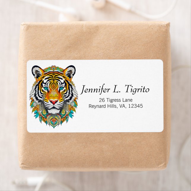 Étiquette Boho Hippie Chic Floral Year of the Tiger (En situation)