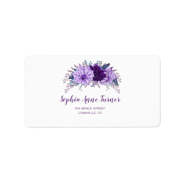 Étiquette Boho Lavender Floral Plum Purple Mariage Mariage (Devant)