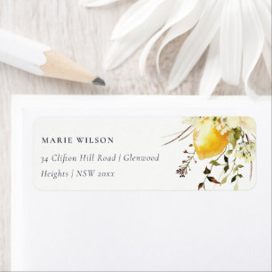 Étiquette Boho Lemon Yellow Aquarelle Adresse florale