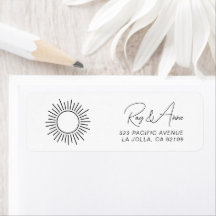 Boho Minimaliste Script Sun Sketch Adresse de reto