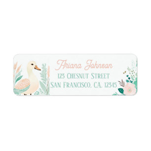 Étiquette Boho Mint Green Goose Retourner l'adresse Étiquett