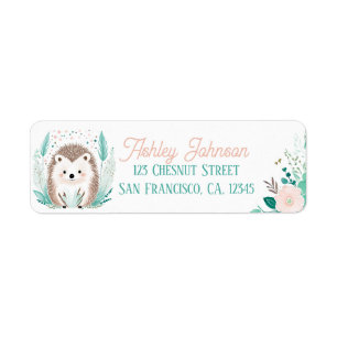 Étiquette Boho Mint Green Hedgehog Retourner l'adresse Étiqu