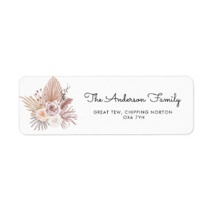 Étiquette Boho Pampas Grass Baptême Christening Adresse
