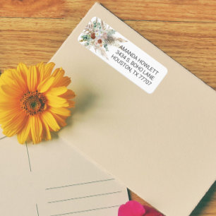 Étiquette Boho Pampas Grass Floral Bouquet Aquarelle