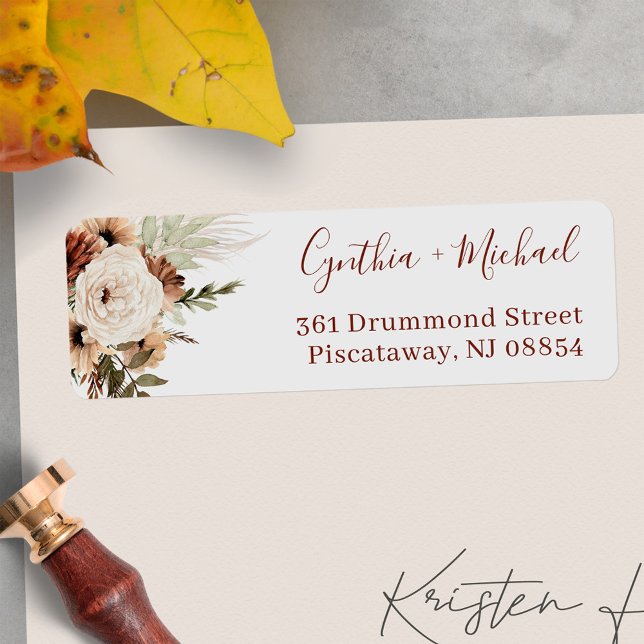 Étiquette Boho Pampas Grass Floral Terracotta Adresse Terme (Make your envelopes stand out with these stylish and customizable address labels.)