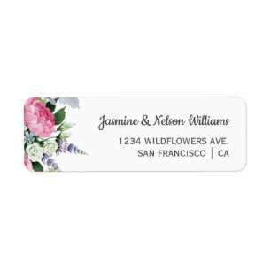 Étiquette Boho Pink Lilac fleur sauvage mariage personnalisé