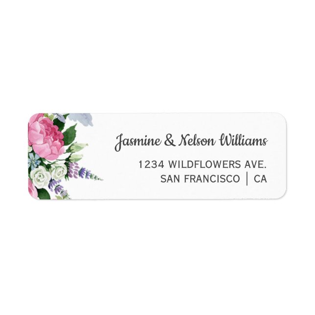 Étiquette Boho Pink Lilac fleur sauvage mariage personnalisé (Devant)