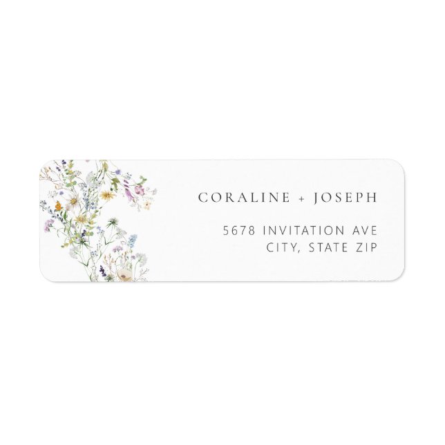 Étiquette Boho Prairie Fleur sauvage RSVP Adresse de retour  (Devant)