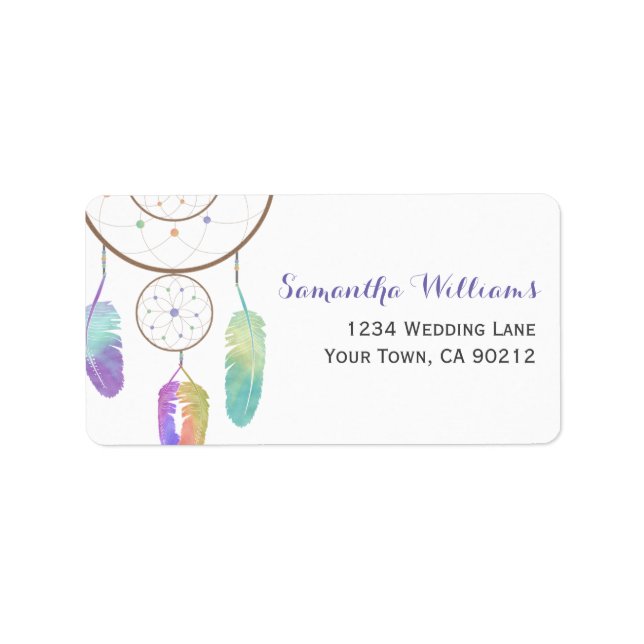 Étiquette Boho Rainbow Dreamcatcher (Devant)