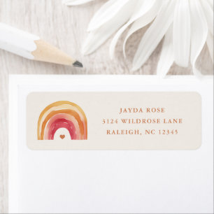 Étiquette Boho Rainbow Neutral Baby shower Adresse de retour