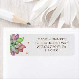 Étiquette Boho Rustic rose et Mariage succulent à la menthe