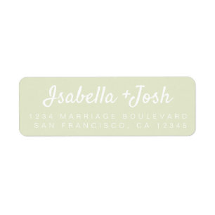 Étiquette Boho Script Pastel Green Mariage Adresse de retour