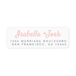 Étiquette Boho Script rose Mariage blanc Adresse de retour