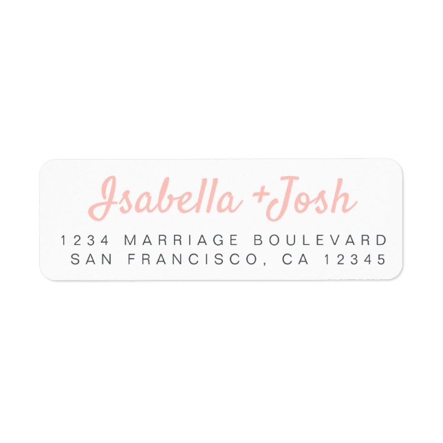 Étiquette Boho Script rose Mariage blanc Adresse de retour (Devant)