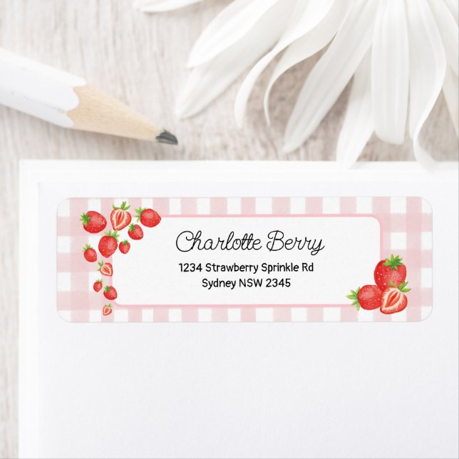 Étiquette Boho Strawberry Baby Girl Adresse de retour (En situation)