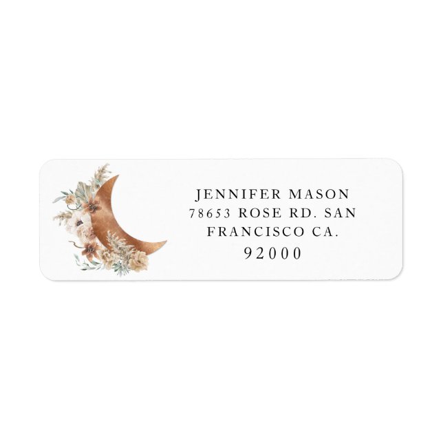 Étiquette Boho Terracotta Floral Adresse de retour Label (Devant)