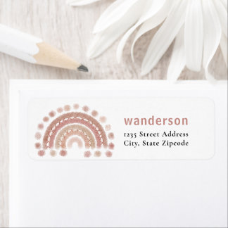 Étiquette boho terre cuite arc-en-ciel confortable