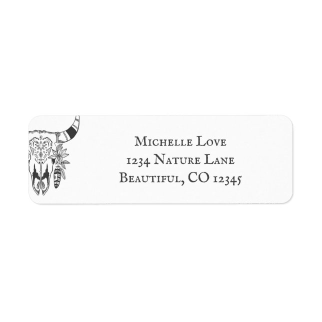 Étiquette Boho Tribal Skull Boheme Adresse (Devant)