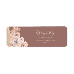 Étiquette Boho Tropical Botanical Dusty Rose Adresse de reto