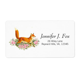 Étiquette Boho Vintage Red Fox rose Roses floraux