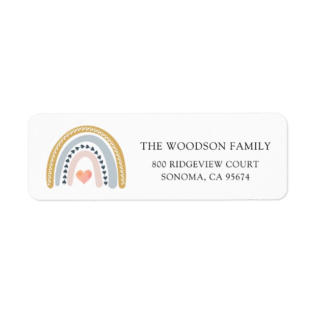 Étiquette Boho Watercolor Rainbow Baby shower (Devant)