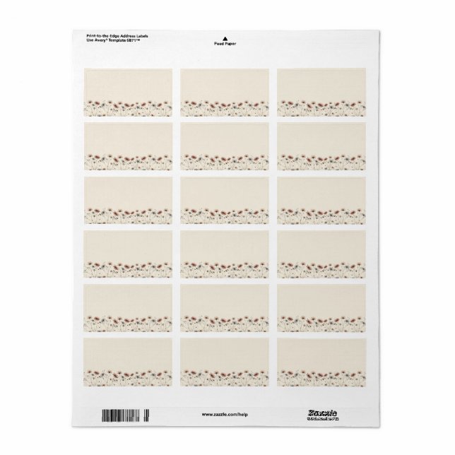 Étiquette Boho Wildflowers Blank DIY Print Wedding Address (Feuille entière)