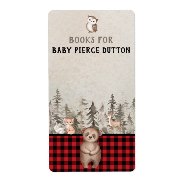 Étiquette Bois de bois de Buffalo Plaid pour bébé (Devant)