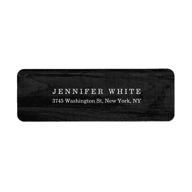 Étiquette Bois minimaliste noir moderne élégant (Devant)