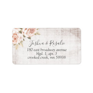 Étiquette Bois rustique & Roses romantiques Shabby Chic Flor