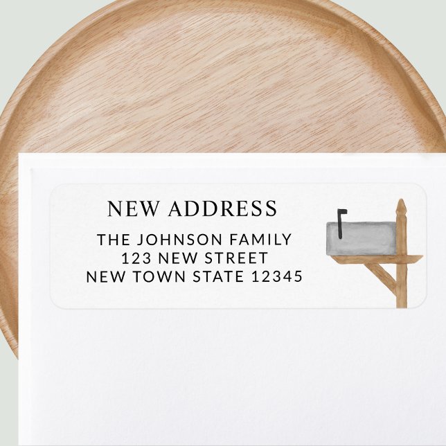 Étiquette Boîte aux lettres aquarelle Nouvelle adresse Adres (Créateur téléchargé)
