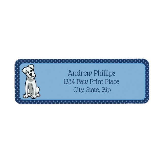 Étiquette Boîtier blanc avec Empreintes de pattes bleu clair (Devant)