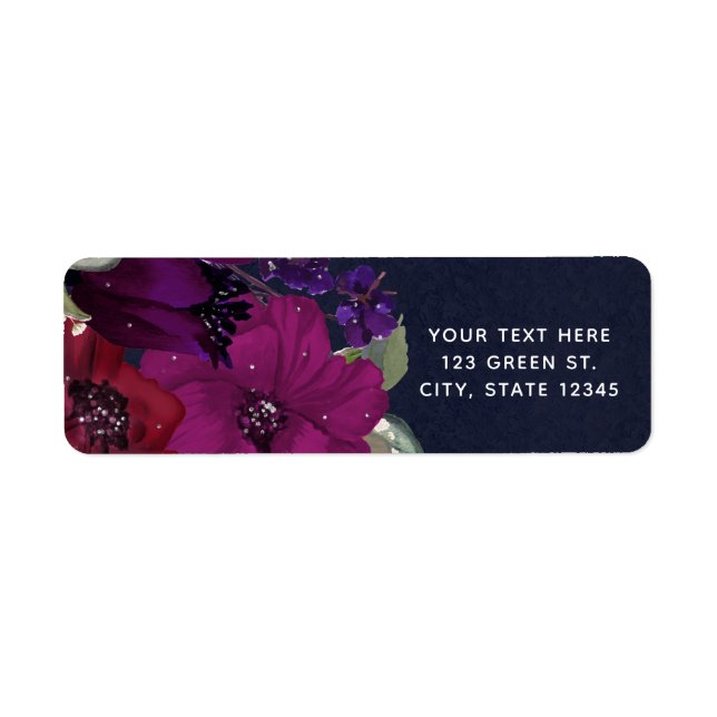 Étiquette Bold Berry Fuchsia Floral Bouquet Chic Mariage (Devant)