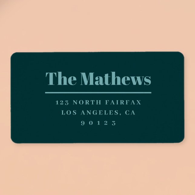 Étiquette Bold Retro-Moderne Adresse de retour Dark Green Aq (Créateur téléchargé)